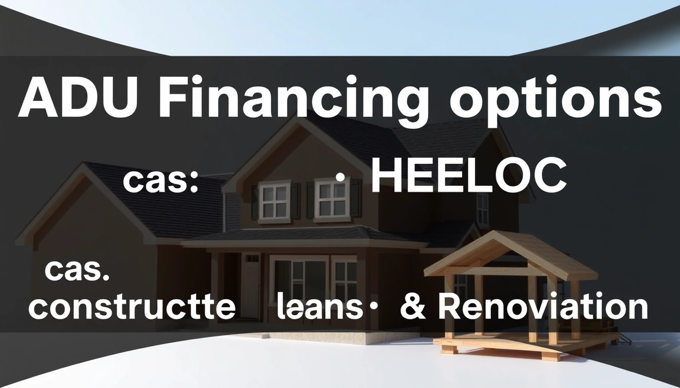 ADU financing options: cash, HELOC, construction loans, and renovation loans